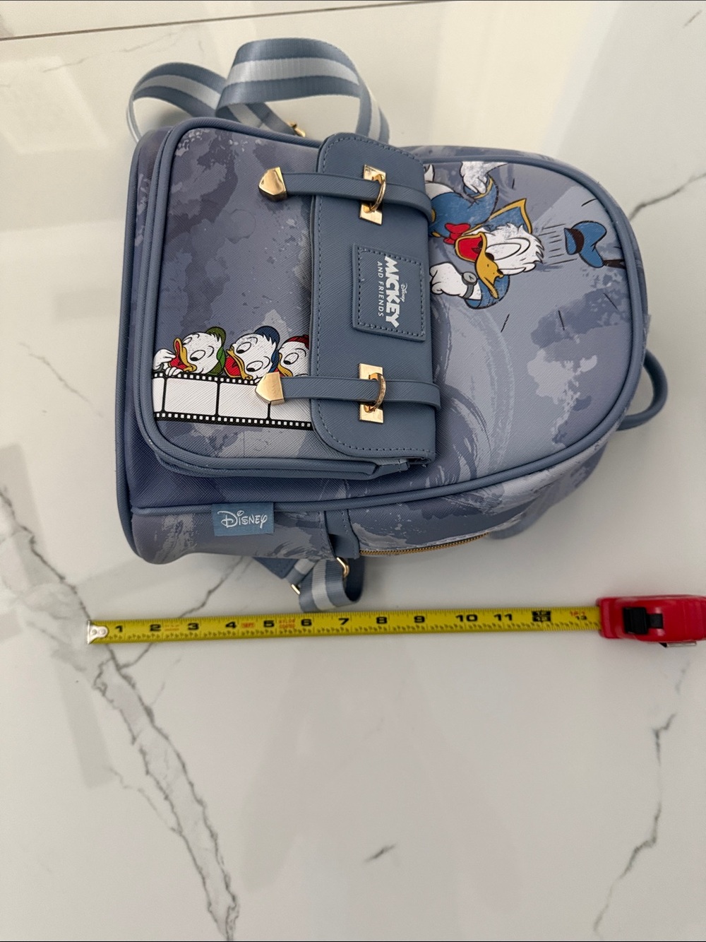 Disney Gray Donald Duck Mini Backpack with Gold Hardware - Picture 2 of 3